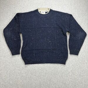 Barrage Knit Sweater Mens M Blue Speckled Crewneck Vintage 90s Grandpacore Retro